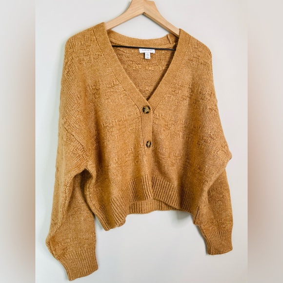 Sold Topshop Camel Basket Weave Stitch Cardigan - Picture 5 of 9
